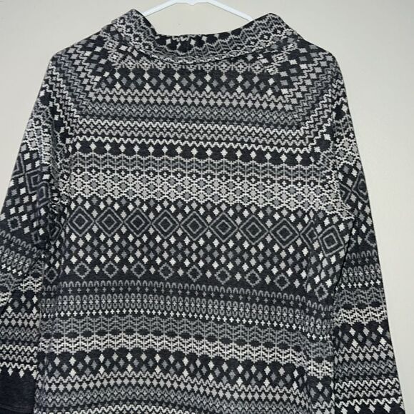 T by Talbots Fair Isle Nordic Knit Mock Neck Side Zip Sweater Womens Size MP - Picture 11 of 11